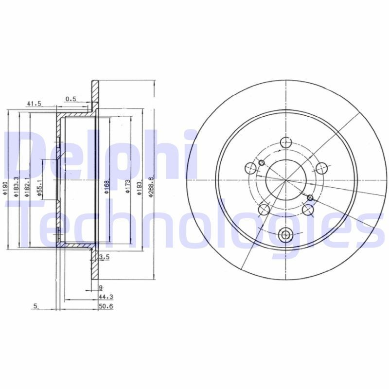 DELPHI BG3822: Piduriketas Ø: 269mm, täis, Ø: 269mm, õlitatud