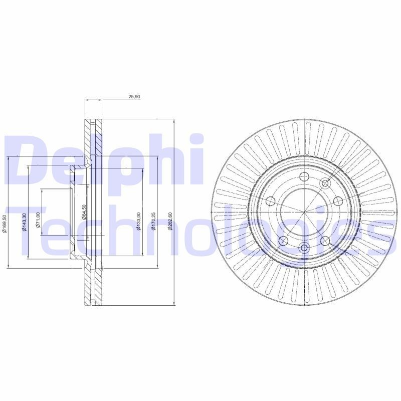 DELPHI BG3835: Piduriketas Ø: 283mm, õhutusega, Ø: 283mm
