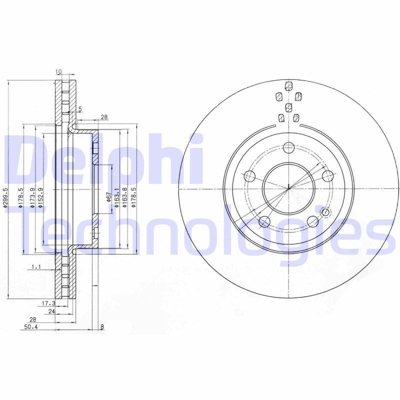 DELPHI BG3838: Piduriketas Ø: 300mm, õhutusega, Ø: 300mm, õlitatud