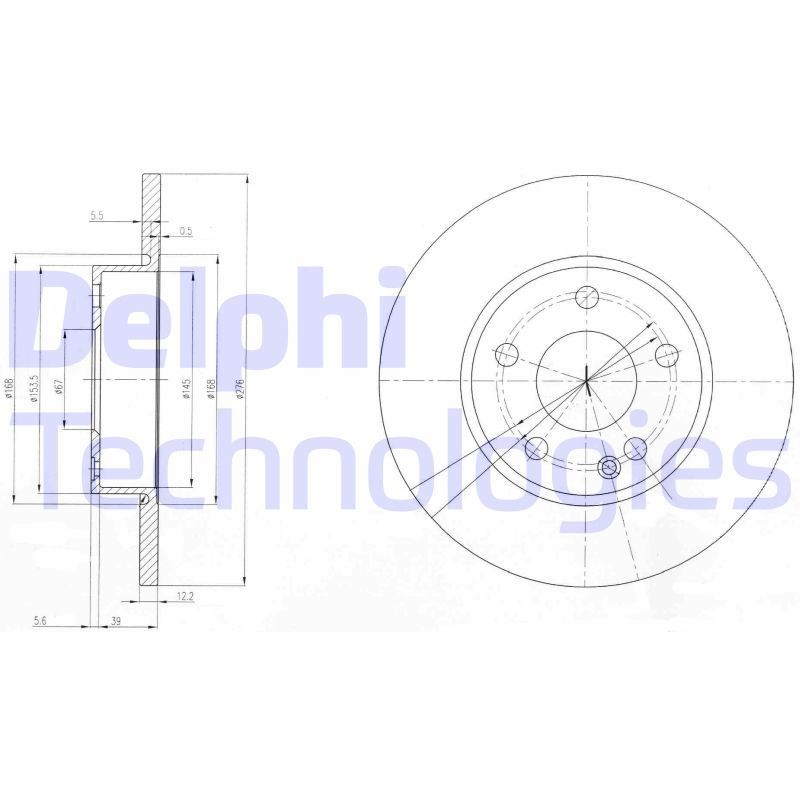 DELPHI BG3840: Piduriketas Ø: 276mm, täis, Ø: 276mm, õlitatud