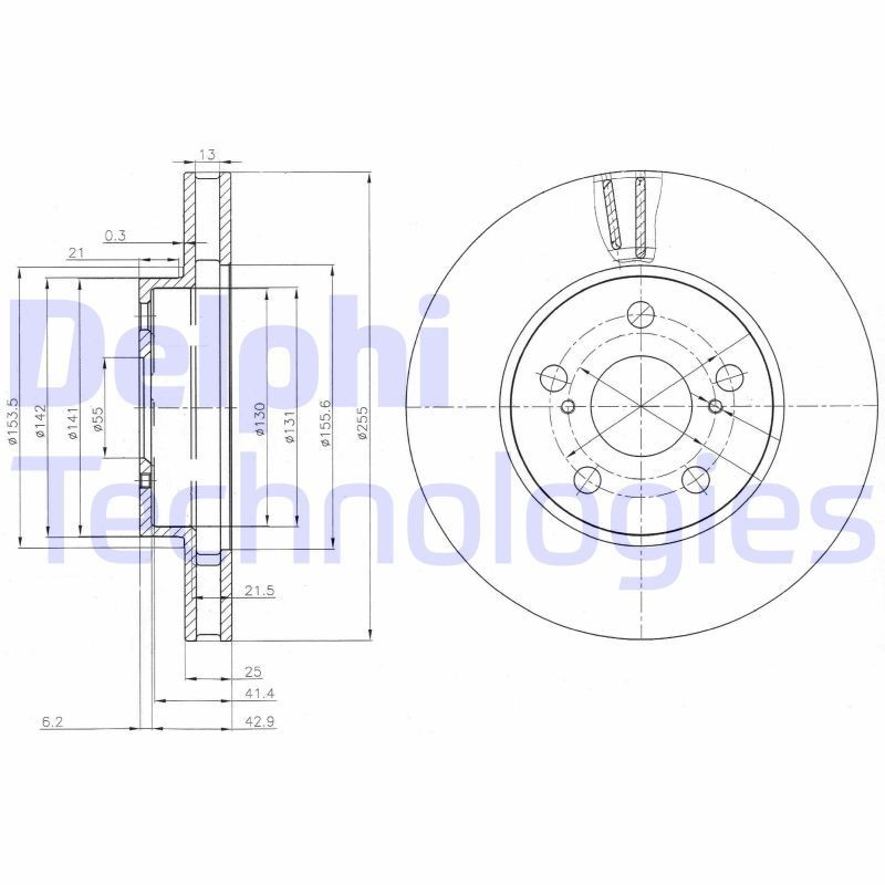 DELPHI BG3850: Piduriketas Ø: 255mm, õhutusega, Ø: 255mm, õlitatud