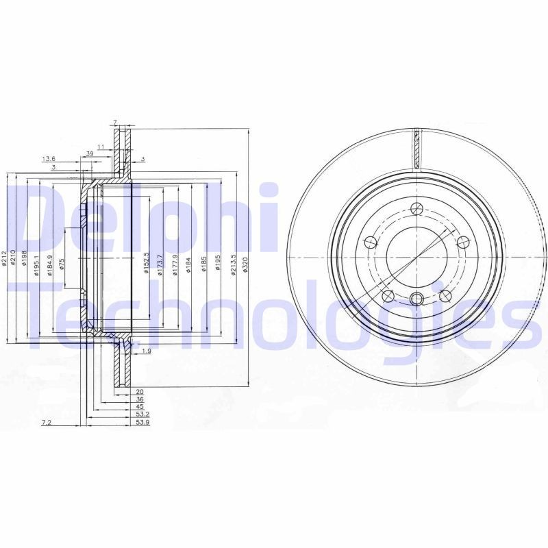 DELPHI BG3872: Piduriketas Ø: 320mm, õhutusega, Ø: 320mm, õlitatud