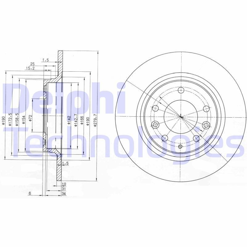 DELPHI BG3875: Piduriketas Ø: 280mm, täis, Ø: 280mm