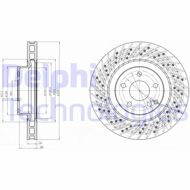 DELPHI BG3883: Piduriketas Ø: 330mm, õhutusega, perforeeritud, Ø: 330mm, õlitatud