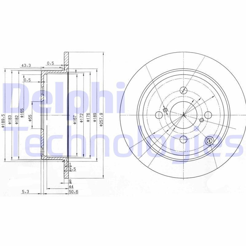 DELPHI BG3889: Piduriketas Ø: 258mm, täis, Ø: 258mm, õlitatud