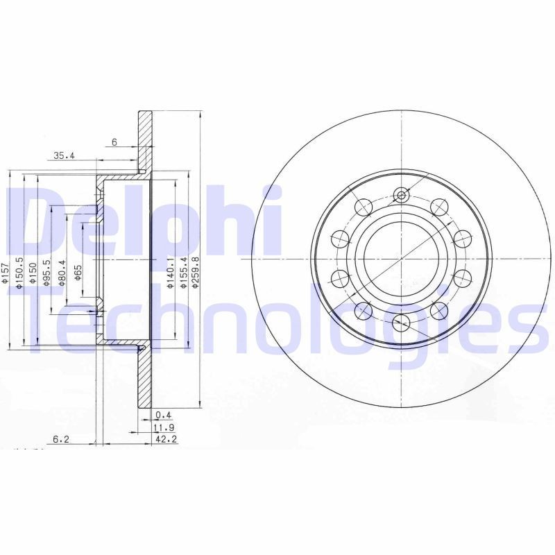 DELPHI BG3890: Piduriketas Ø: 260mm, täis, Ø: 260mm