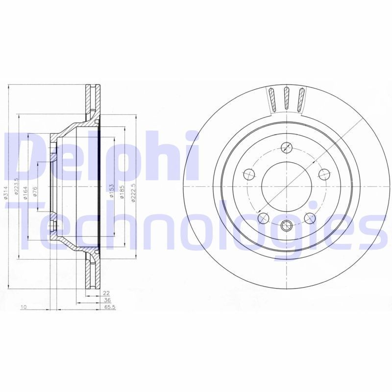 DELPHI BG3894: Piduriketas Ø: 314mm, õhutusega, Ø: 314mm, õlitatud