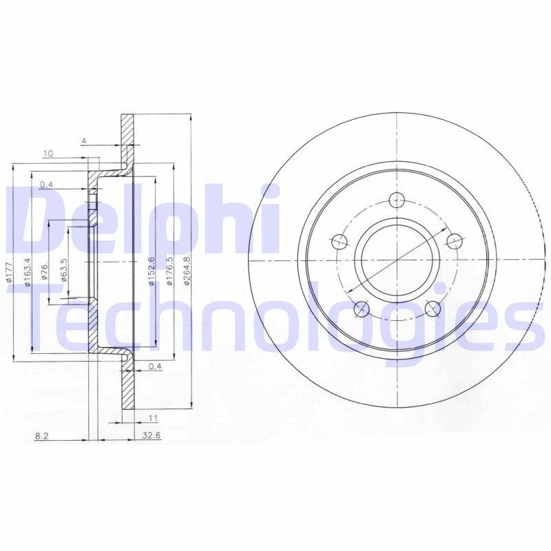 DELPHI BG3896: Piduriketas Ø: 265mm, täis, Ø: 265mm, õlitatud