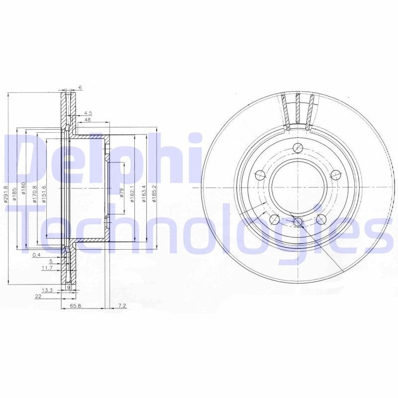 DELPHI BG3900: Piduriketas Ø: 292mm, õhutusega, Ø: 292mm