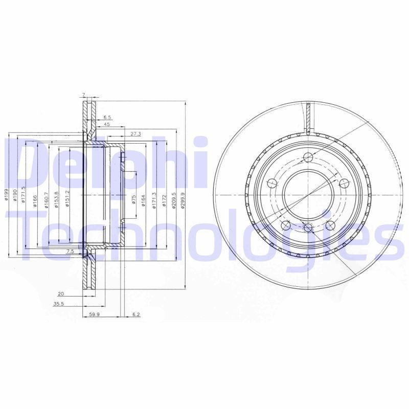 DELPHI BG3901: Disco freno Ø: 300mm, ventilato, Ø: 300mm
