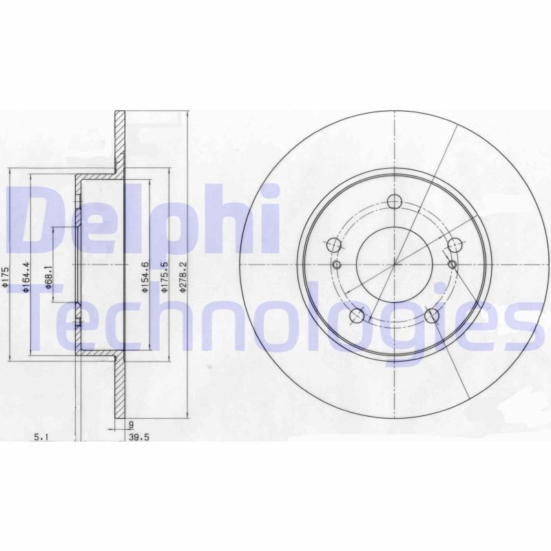 DELPHI BG3904: Piduriketas Ø: 278mm, täis, Ø: 278mm
