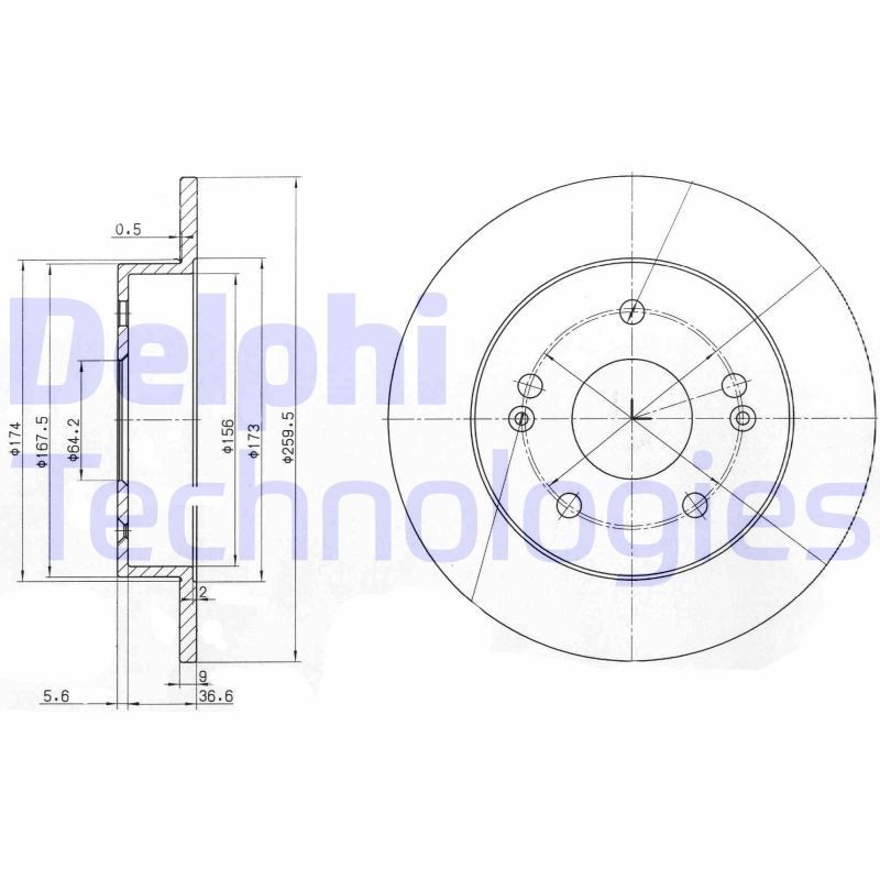 DELPHI BG3906: Piduriketas Ø: 260mm, täis, Ø: 260mm, õlitatud
