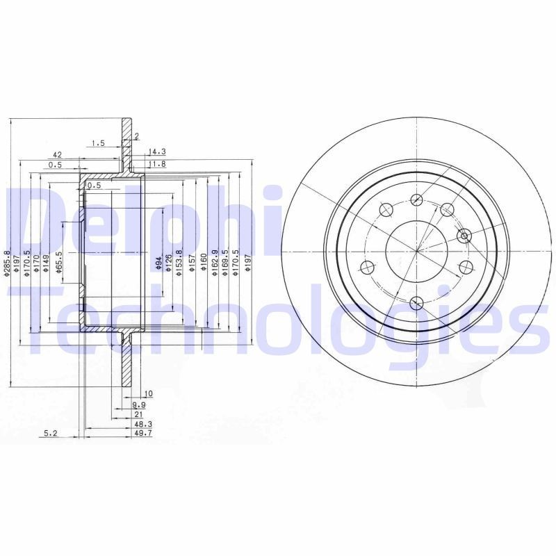DELPHI BG3908: Piduriketas Ø: 286mm, täis, Ø: 286mm, õlitatud
