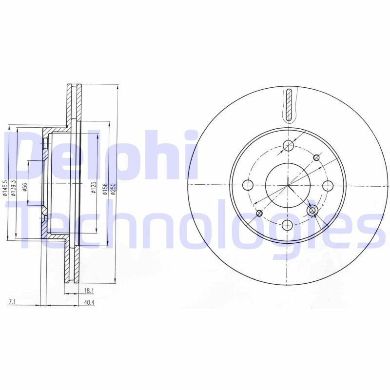 DELPHI BG3920: Спирачен диск Ø: 250mm, вентилиран, Ø: 250mm
