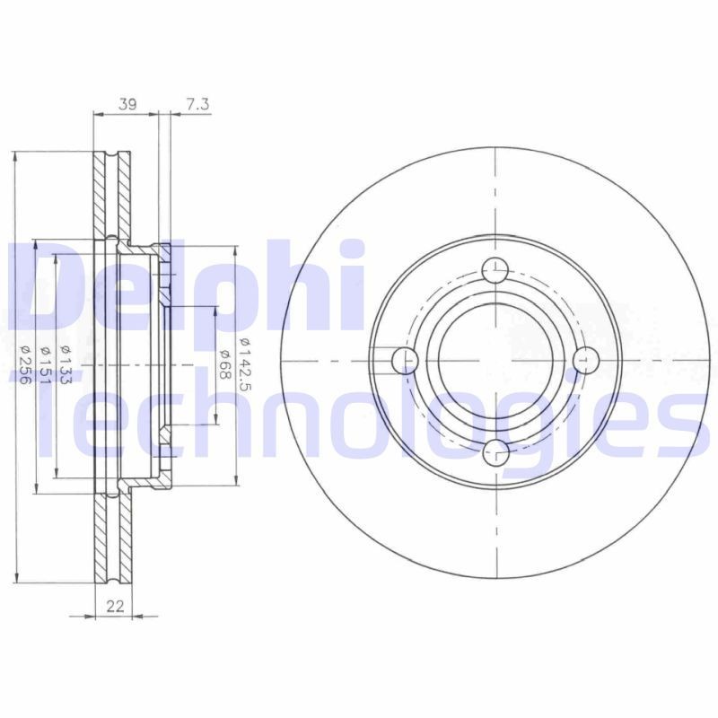 DELPHI BG2272: Piduriketas Ø: 257mm, õhutusega, Ø: 257mm, õlitatud