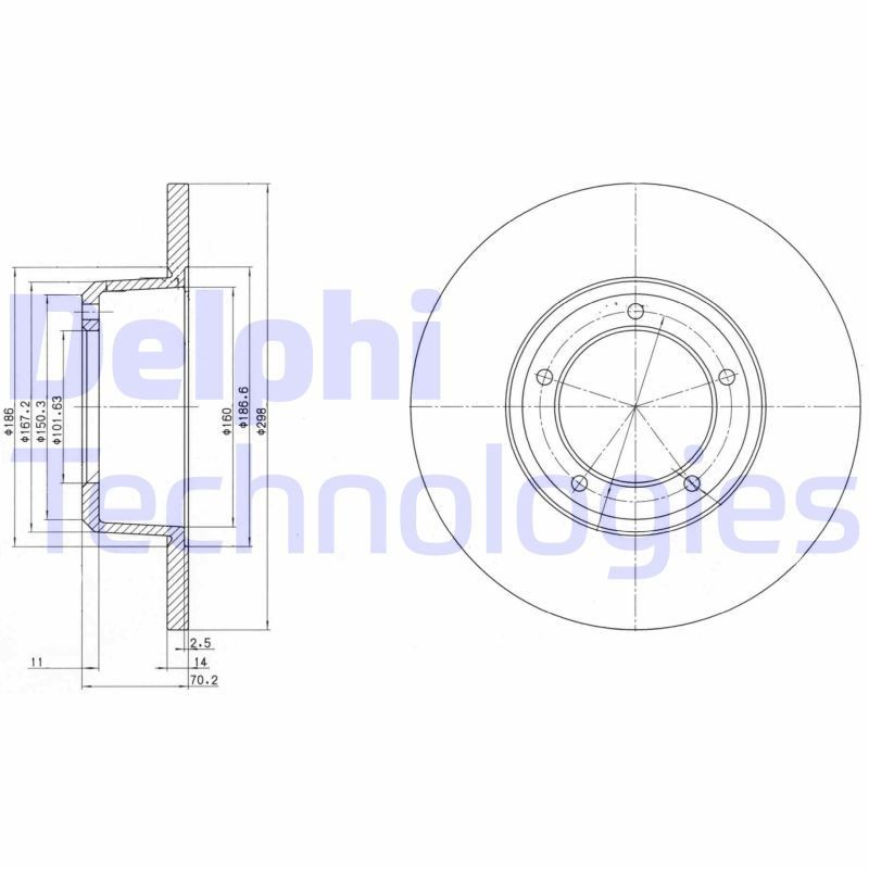 DELPHI BG2297: Piduriketas Ø: 298mm, täis, Ø: 298mm, õlitatud