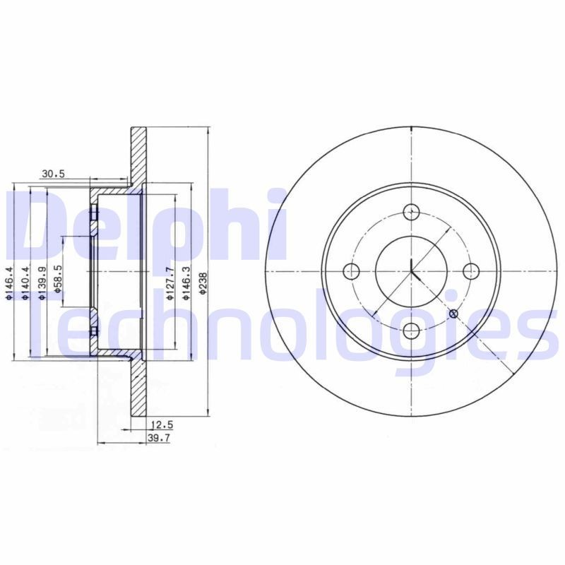 DELPHI BG2312: Piduriketas Ø: 239mm, täis, Ø: 239mm