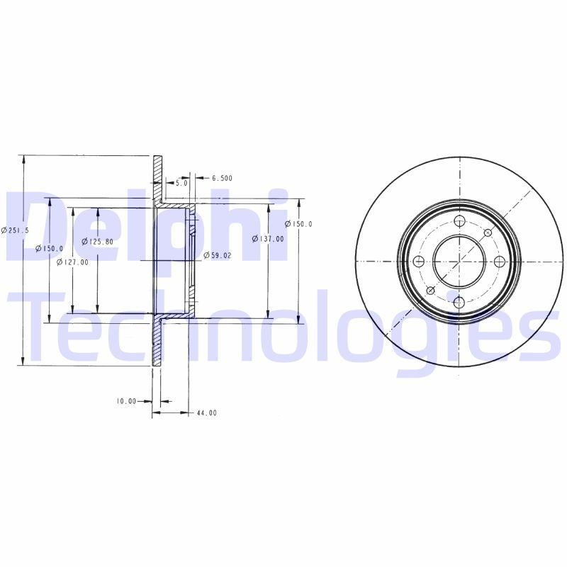 DELPHI BG2322: Piduriketas Ø: 251mm, täis, Ø: 251mm, õlitatud