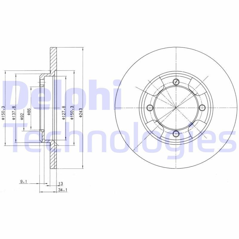 DELPHI BG2324: Piduriketas Ø: 243mm, täis, Ø: 243mm