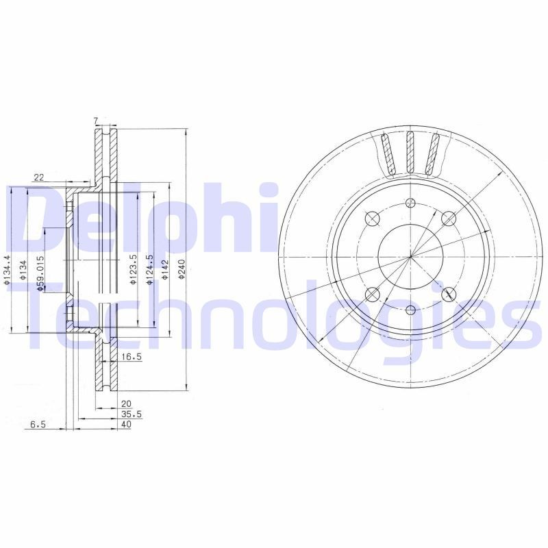 DELPHI BG2330: Piduriketas Ø: 240mm, õhutusega, Ø: 240mm