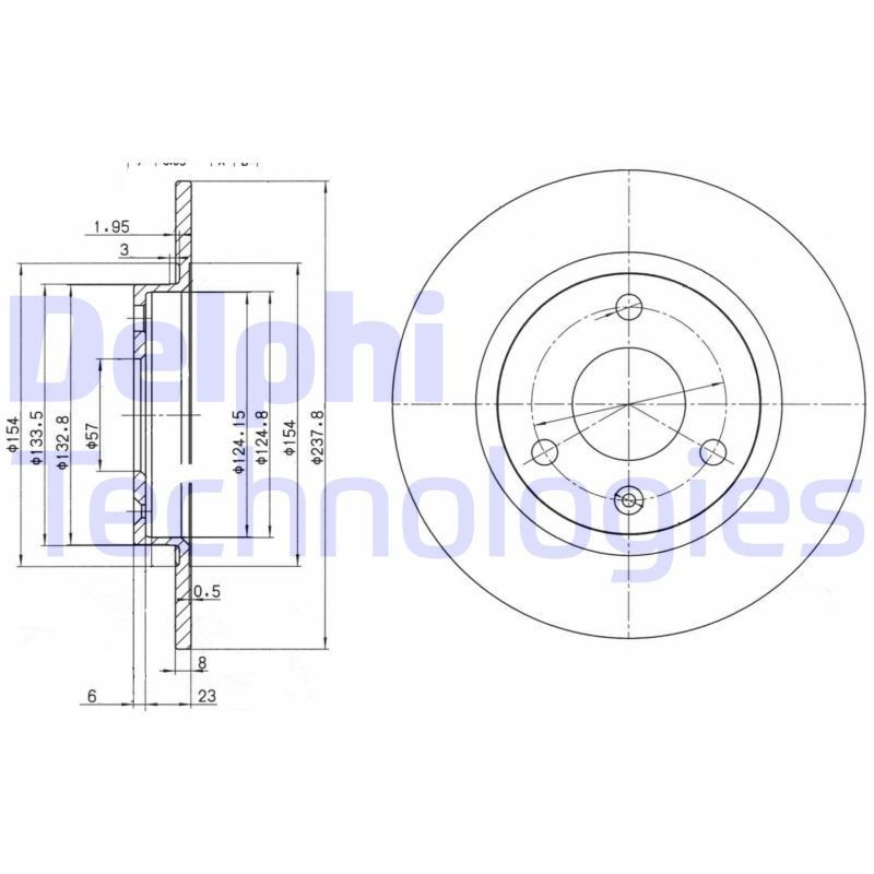 DELPHI BG2355: Piduriketas Ø: 238mm, täis, Ø: 238mm, õlitatud