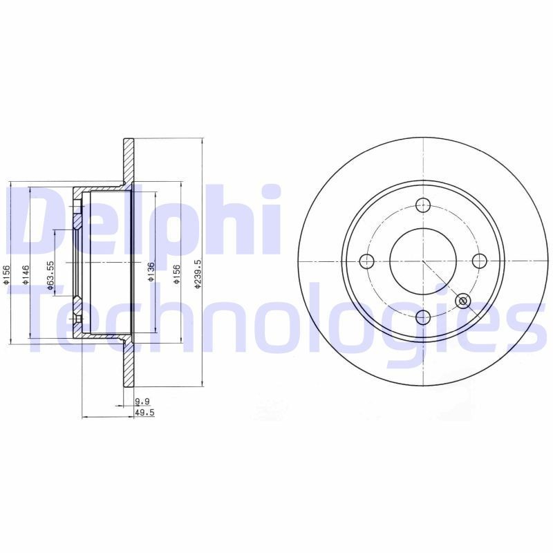 DELPHI BG2376: Piduriketas Ø: 240mm, täis, Ø: 240mm, õlitatud