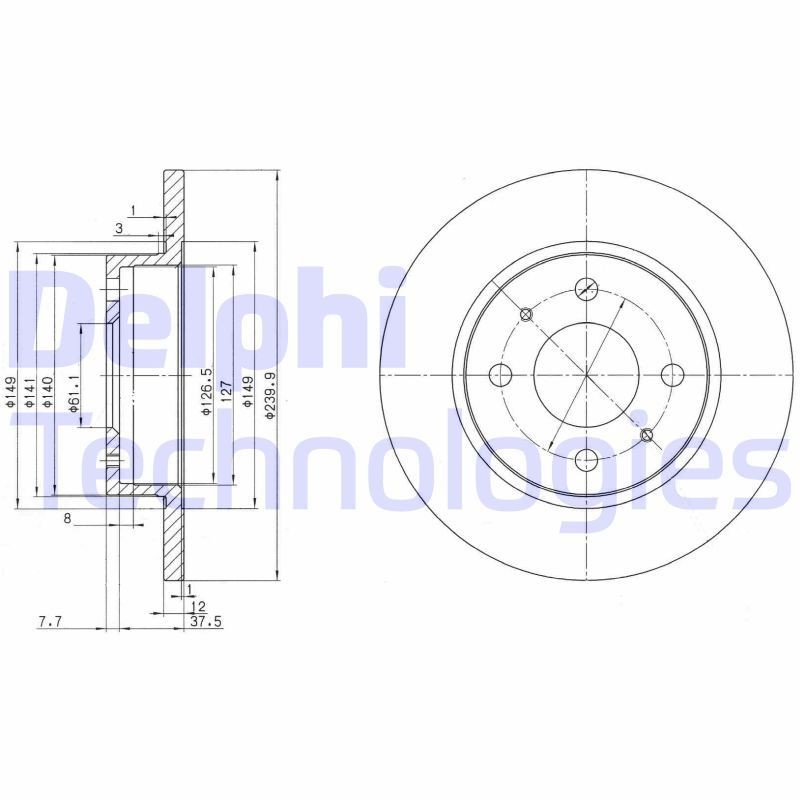DELPHI BG2379: Piduriketas Ø: 240mm, täis, Ø: 240mm, õlitatud