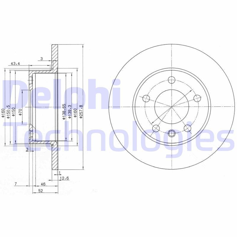 DELPHI BG2380: Piduriketas Ø: 258mm, täis, Ø: 258mm