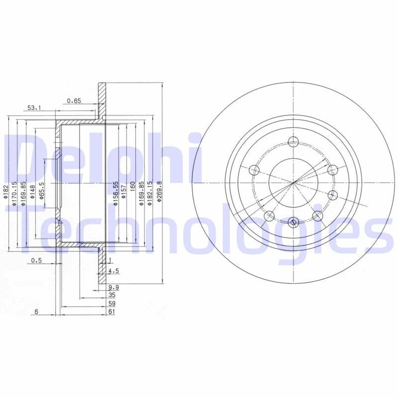 DELPHI BG2381: Piduriketas Ø: 270mm, täis, Ø: 270mm, õlitatud