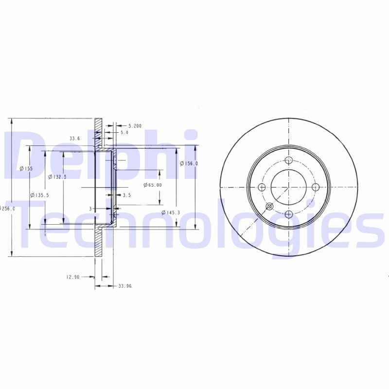 DELPHI BG2454: Piduriketas Ø: 256mm, täis, Ø: 256mm, õlitatud
