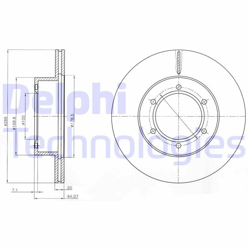 DELPHI BG2495: Piduriketas Ø: 289mm, õhutusega, Ø: 289mm, õlitatud