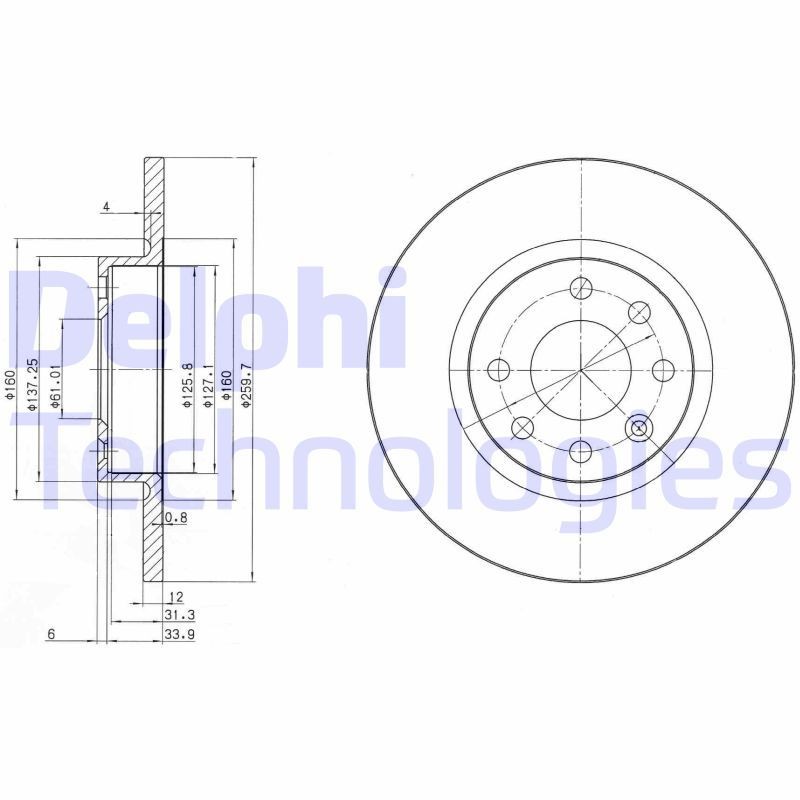 DELPHI BG2496: Piduriketas Ø: 260mm, täis, Ø: 260mm, õlitatud