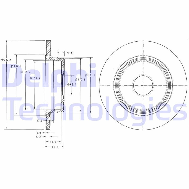 DELPHI BG2510: Piduriketas Ø: 278mm, täis, Ø: 278mm, õlitatud