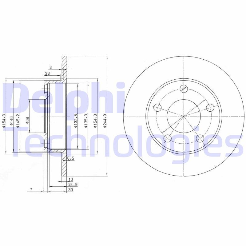 DELPHI BG2520: Piduriketas Ø: 245mm, täis, Ø: 245mm, õlitatud