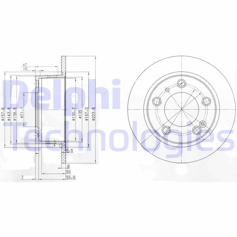 DELPHI BG2528: Piduriketas Ø: 224mm, täis, Ø: 224mm, õlitatud