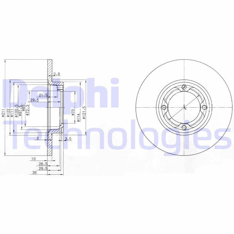 DELPHI BG2533: Piduriketas Ø: 211mm, täis, Ø: 211mm, õlitatud