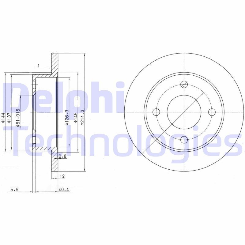 DELPHI BG2566: Bremseskive Ø: 214mm, fullt ut, Ø: 214mm, oljet