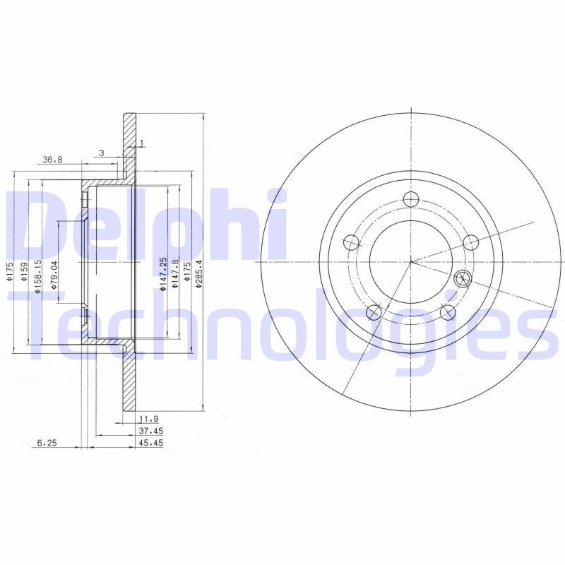 DELPHI BG2622: Piduriketas Ø: 286mm, täis, Ø: 286mm, õlitatud