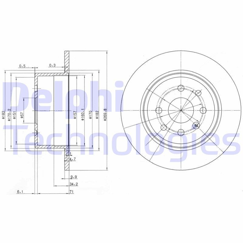 DELPHI BG2637: Piduriketas Ø: 270mm, täis, Ø: 270mm, õlitatud