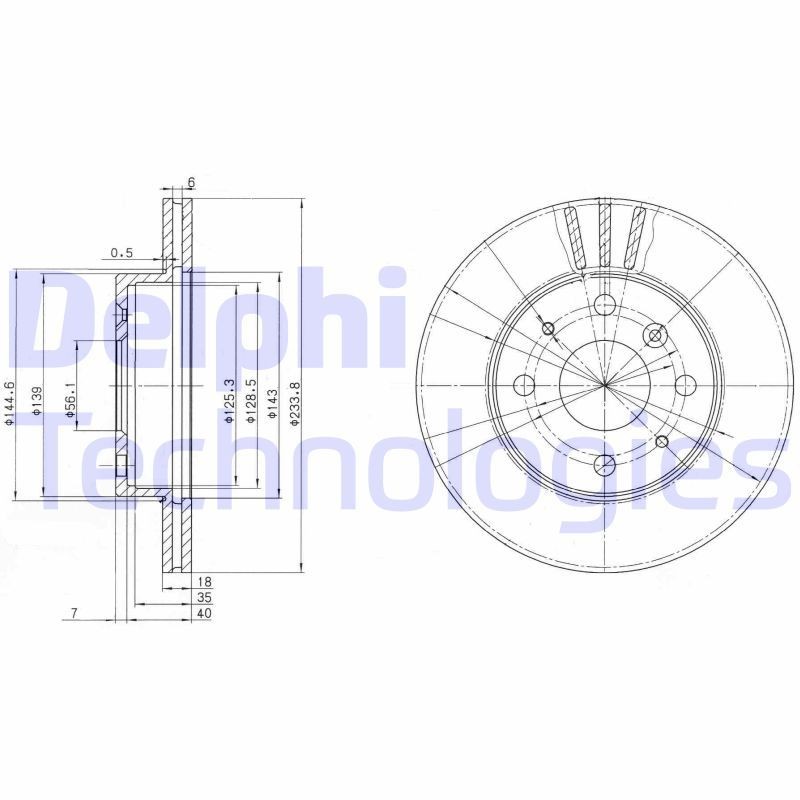 DELPHI BG2656: Спирачен диск Ø: 234mm, вентилиран, Ø: 234mm