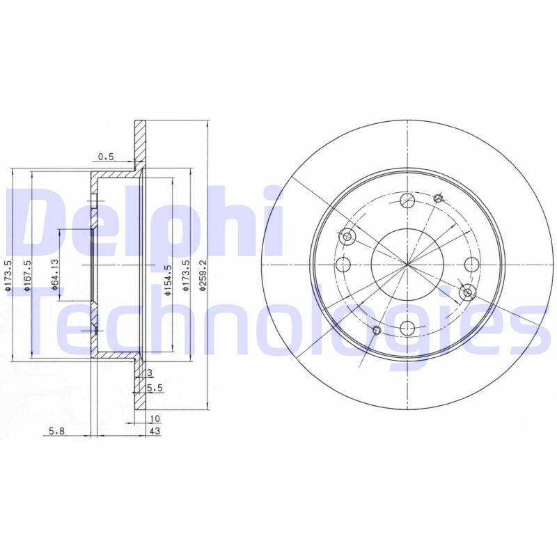 DELPHI BG2666: Piduriketas Ø: 260mm, täis, Ø: 260mm, õlitatud