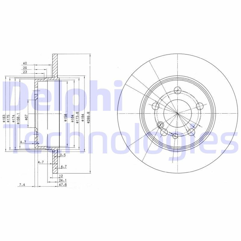 DELPHI BG2738: Piduriketas Ø: 290mm, täis, Ø: 290mm, õlitatud