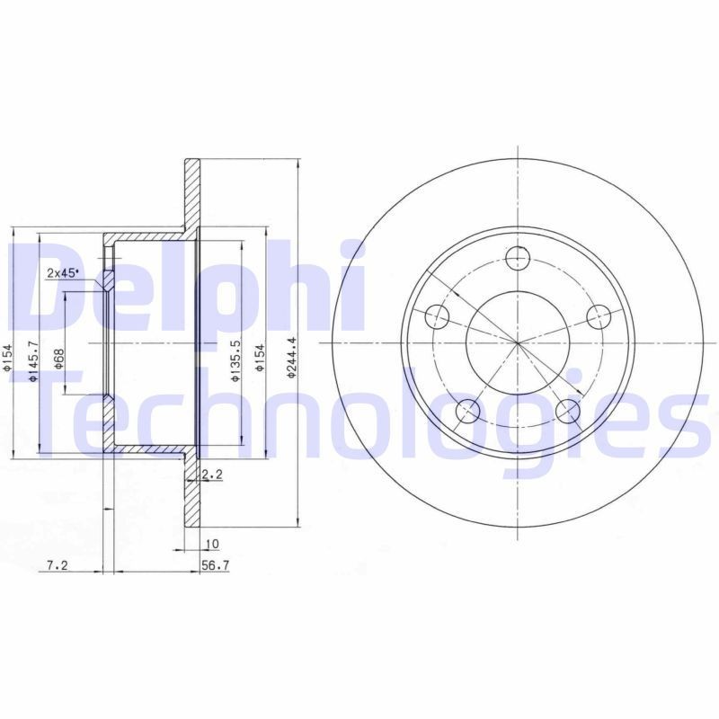 DELPHI BG2746: Piduriketas Ø: 245mm, täis, Ø: 245mm, õlitatud