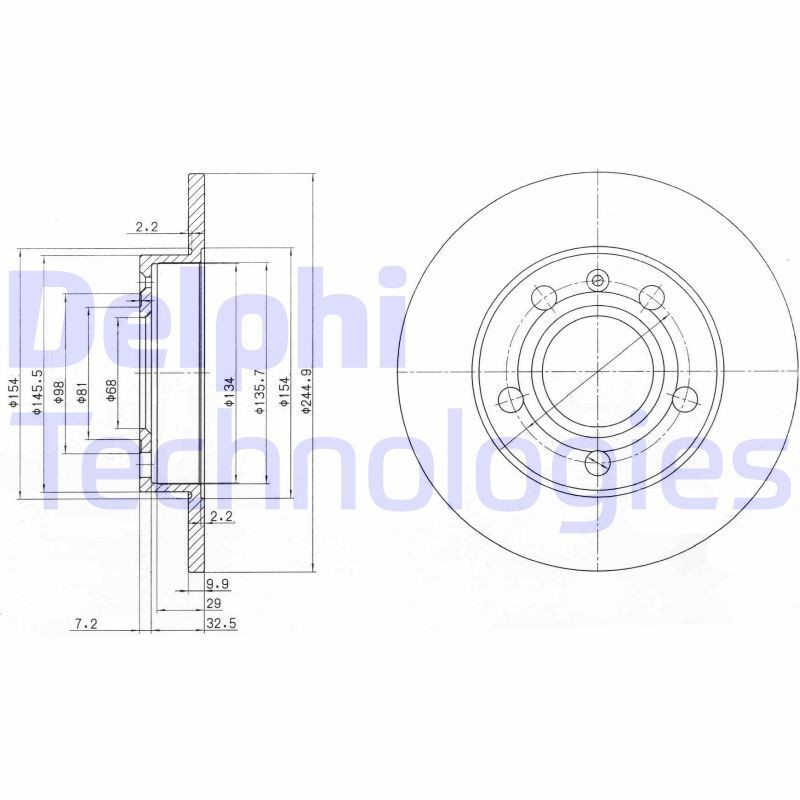 DELPHI BG2753: Piduriketas Ø: 245mm, täis, Ø: 245mm