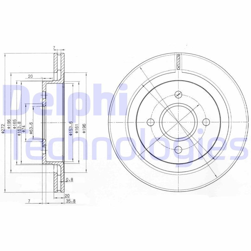 DELPHI BG2758: Piduriketas Ø: 273mm, õhutusega, Ø: 273mm, õlitatud