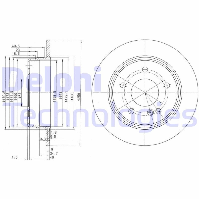 DELPHI BG2761: Piduriketas Ø: 258mm, täis, Ø: 258mm, õlitatud
