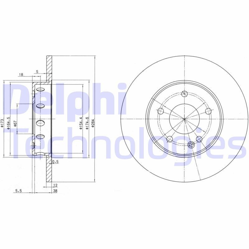 DELPHI BG2769: Disc de frână Ř: 284mm, plin, Ř: 284mm, uns