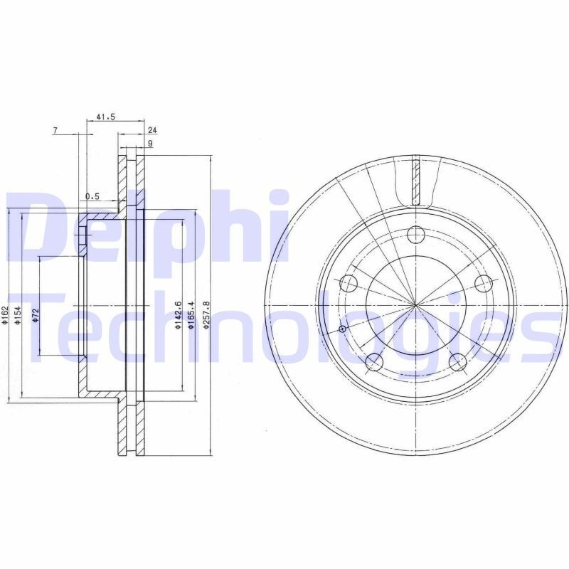 DELPHI BG2779: Piduriketas Ø: 258mm, õhutusega, Ø: 258mm, õlitatud