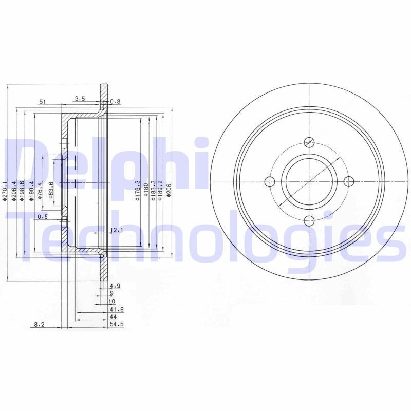 DELPHI BG2781: Piduriketas Ø: 270mm, täis, Ø: 270mm