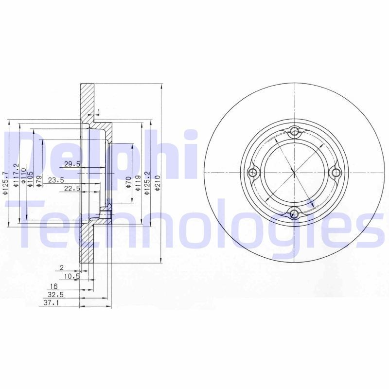 DELPHI BG2797: Piduriketas Ø: 210mm, täis, Ø: 210mm